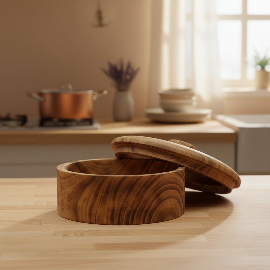 Bamboo chapati serving dish with smooth finish measuring 12 × 8 inches