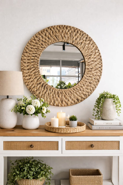 Water Hyacinth Braided Boho Mirror