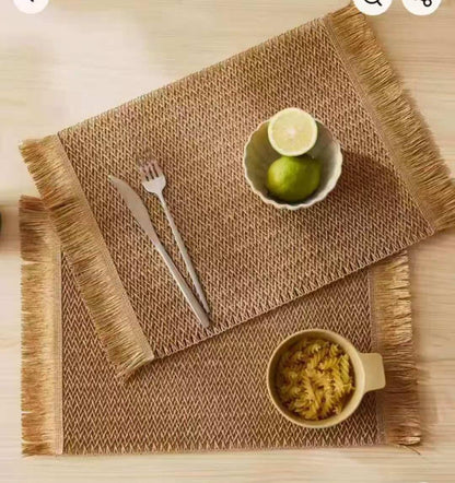 Set of 6 dark brown woven rectangular table place mats
