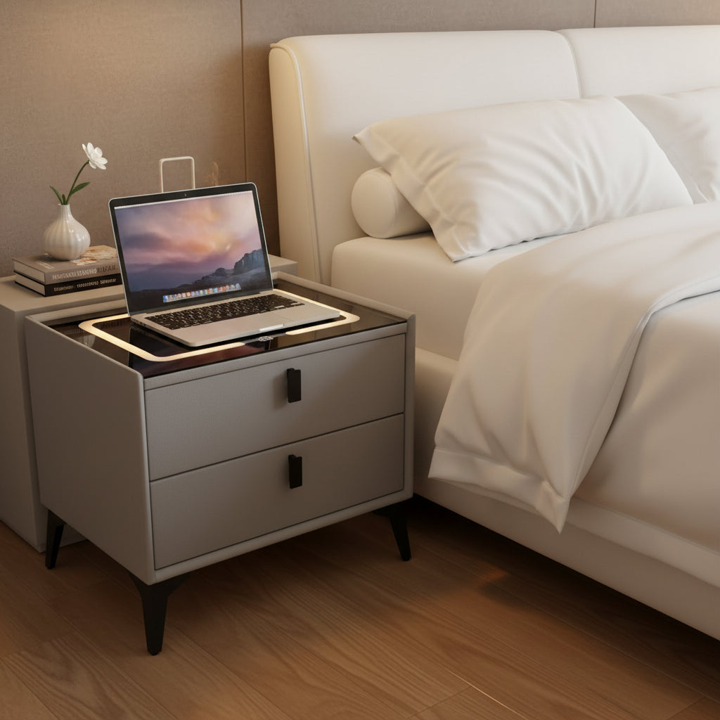 Nightstand with Wireless Charging and LED Lights BS 7