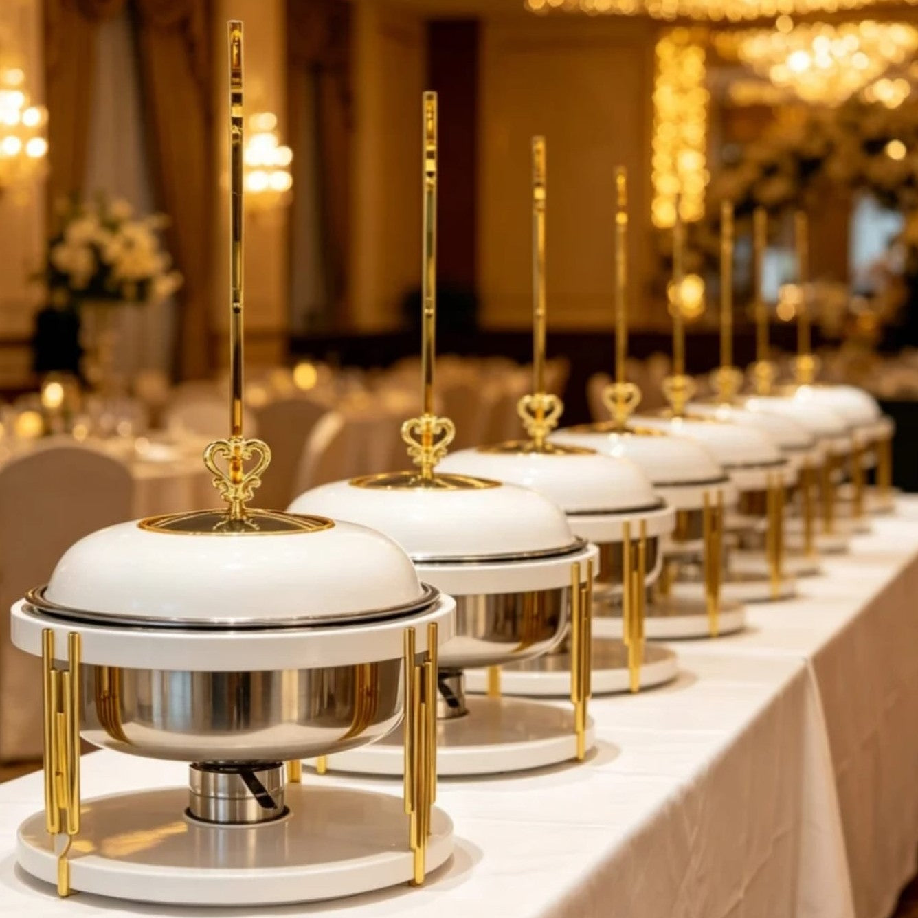 10L Round Chafing Dish Buffet Food Warmer with Hanging Lid