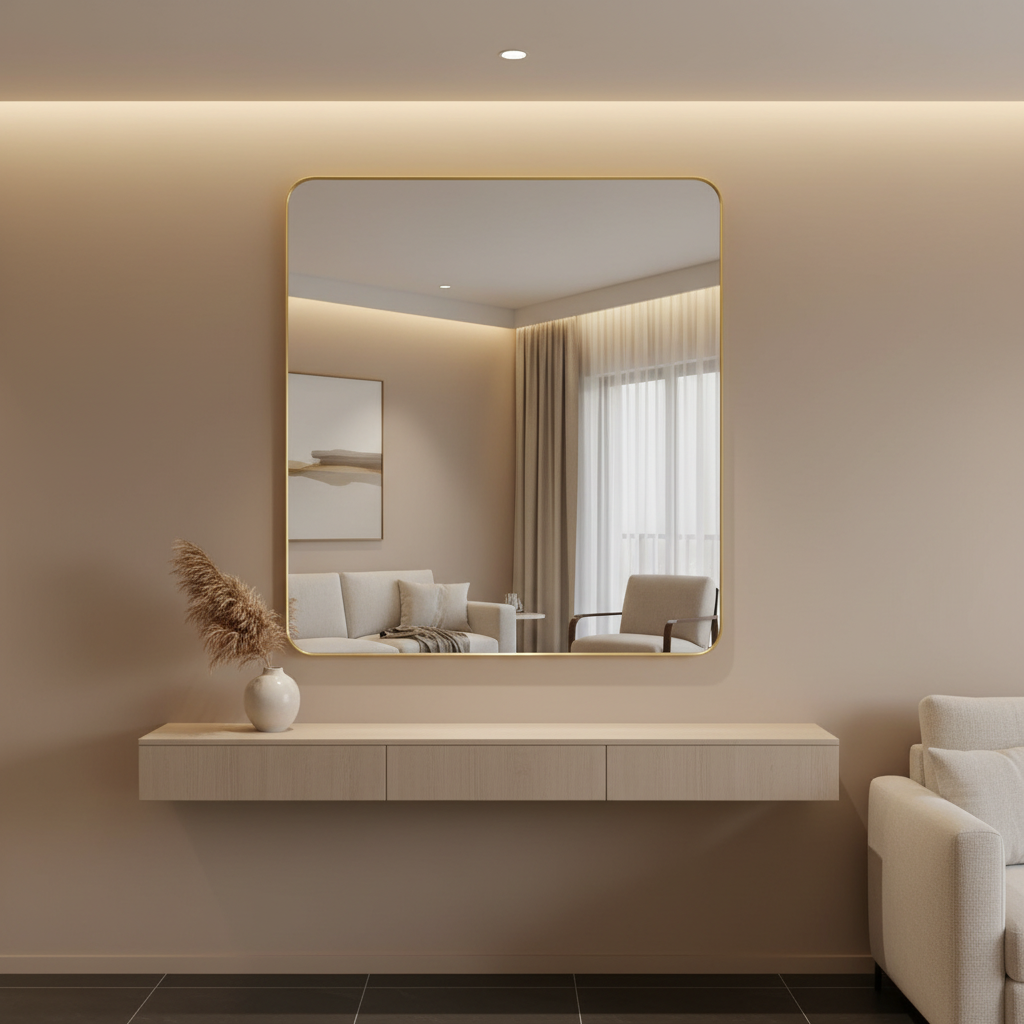Unbreakable rectangular wall mirror 60cm x 80cm.