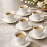 12pcs tea set with 6 cups and 6 saucers, elegant serving set for tea and coffee. 