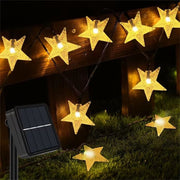 12M solar powered outdoor star fairy lights with 100 LED stars
