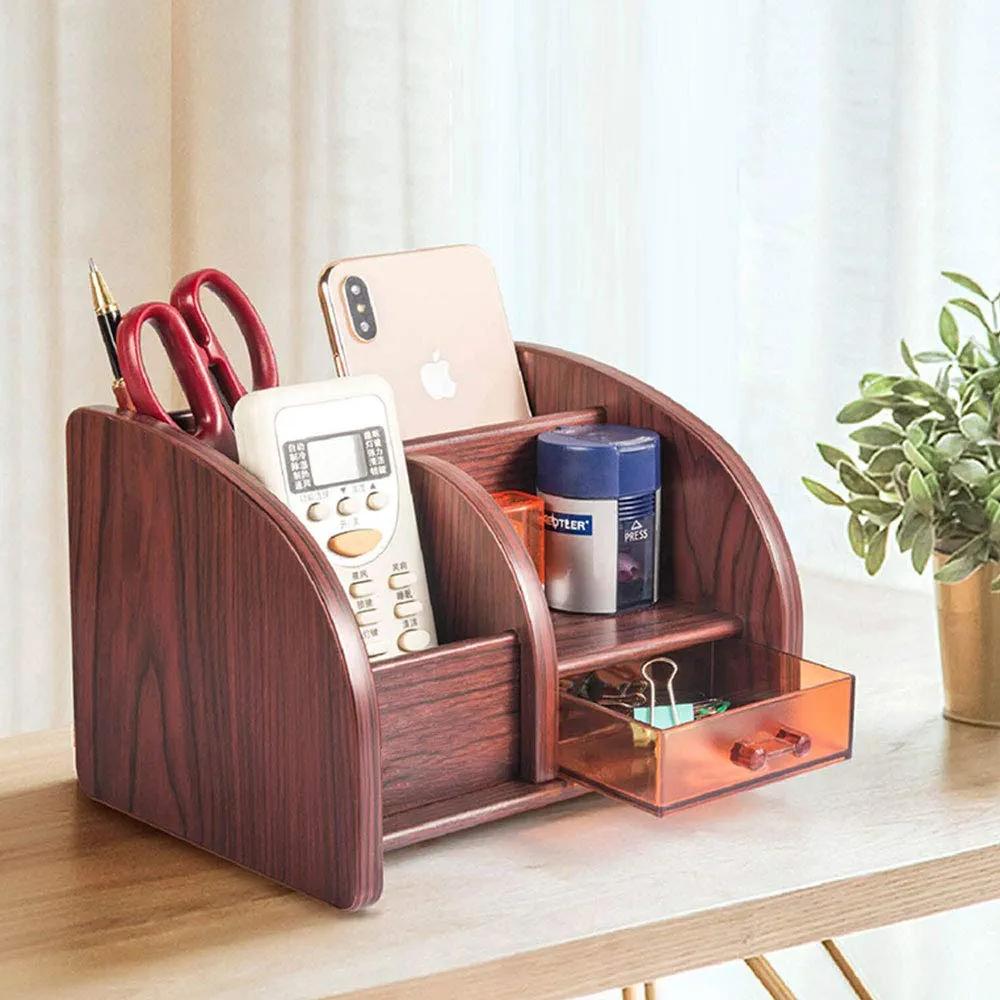 Glosen Wooden Desk Organizer C2022 Bamboo Grain Storage Holder
