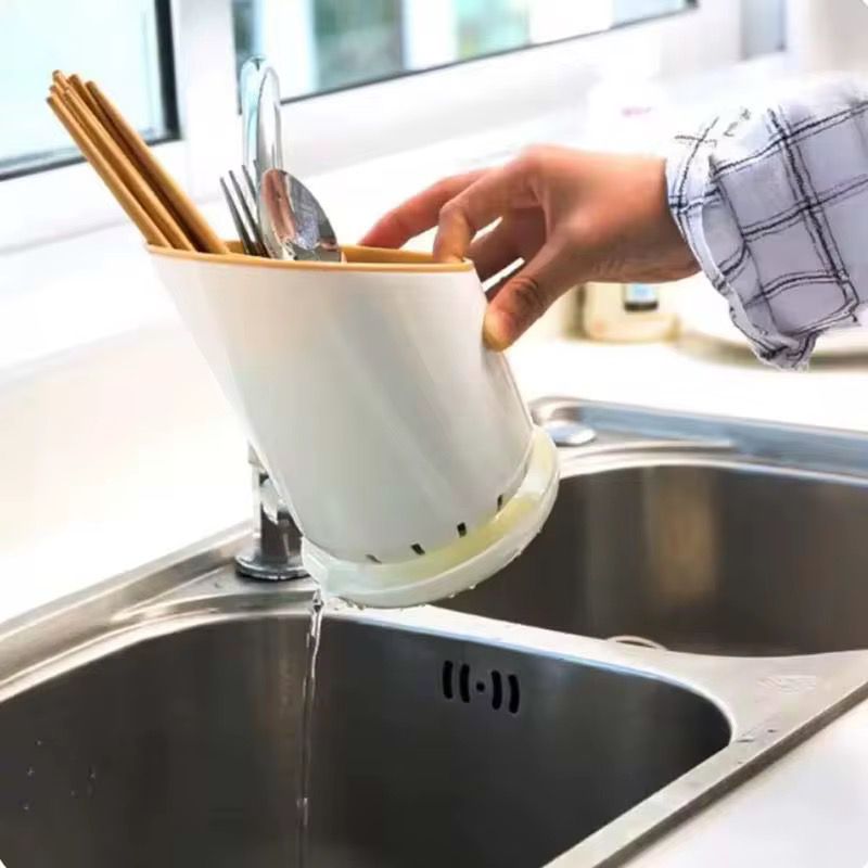 2Pcs Plastic Cutlery Storage Holder And Drainer