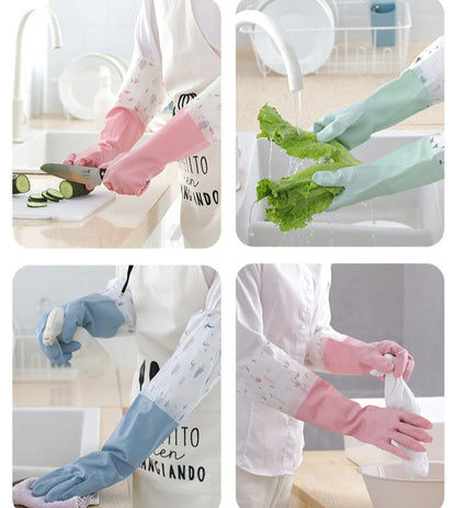 Long Silicone Waterproof Kitchen & Household Gloves – Reusable Cleaning Gloves