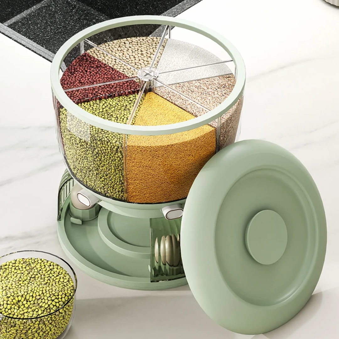 Partitioned Cereal Dispenser + Egg Holder