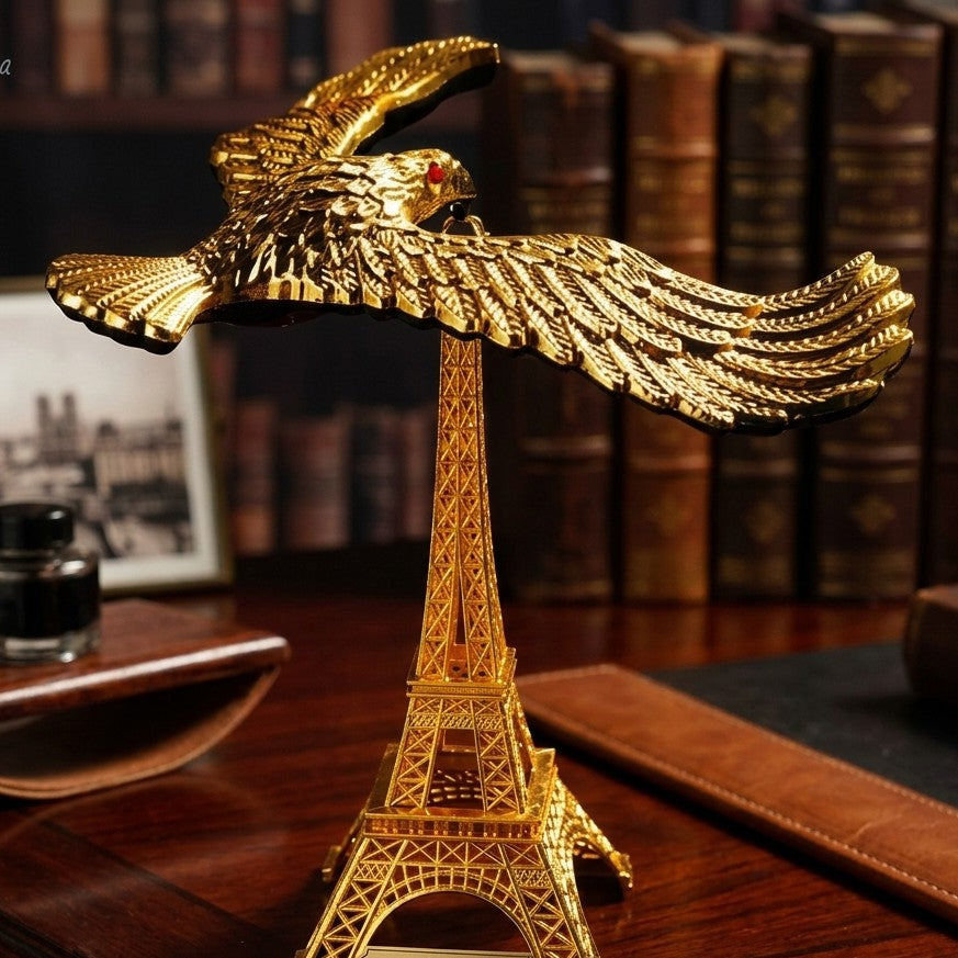 Balancing Bird Eagle Tower Golden Decorative Ornament