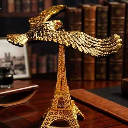 Balancing Bird Eagle Tower Golden Decorative Ornament