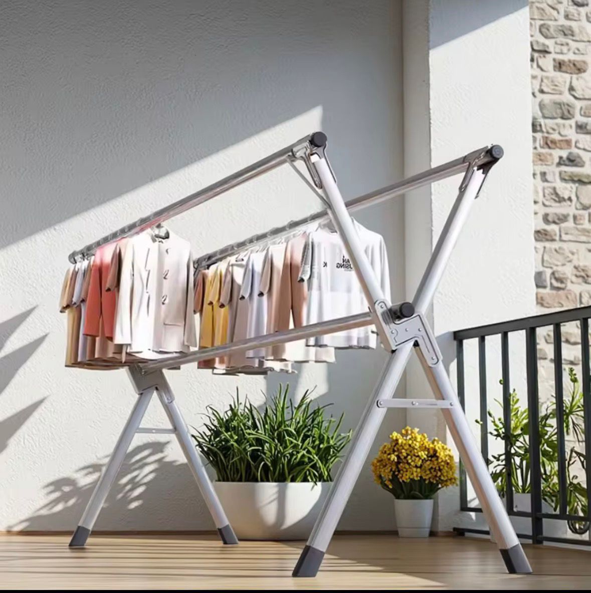 Stainless Steel Retractable Double Tier Folding Drying Rack