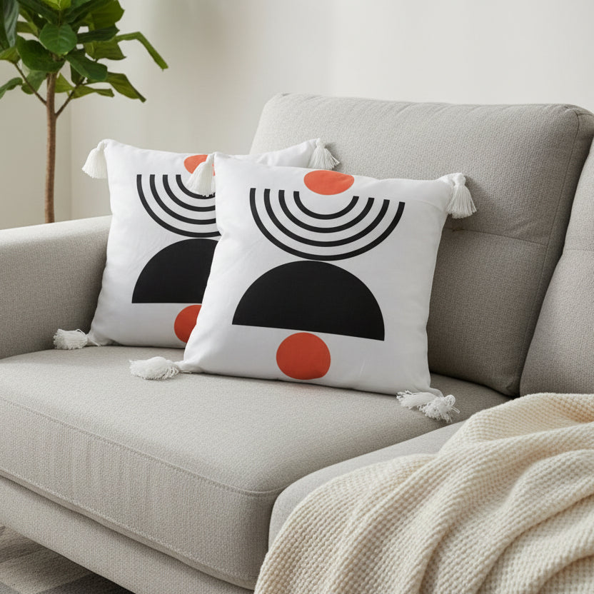 2Pcs Semi Boho Cushion Covers With Tassels – 45×45 cm
