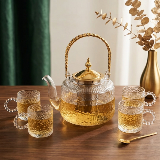 1.28L Borosilicate Glass Tea Pot Set With Infuser