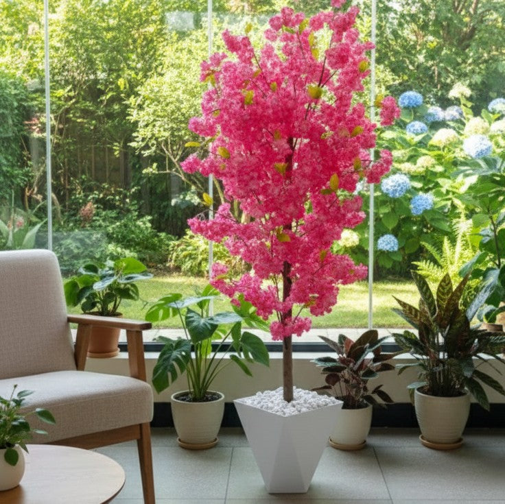 Peach Blossom Bonsai Tree With Vase