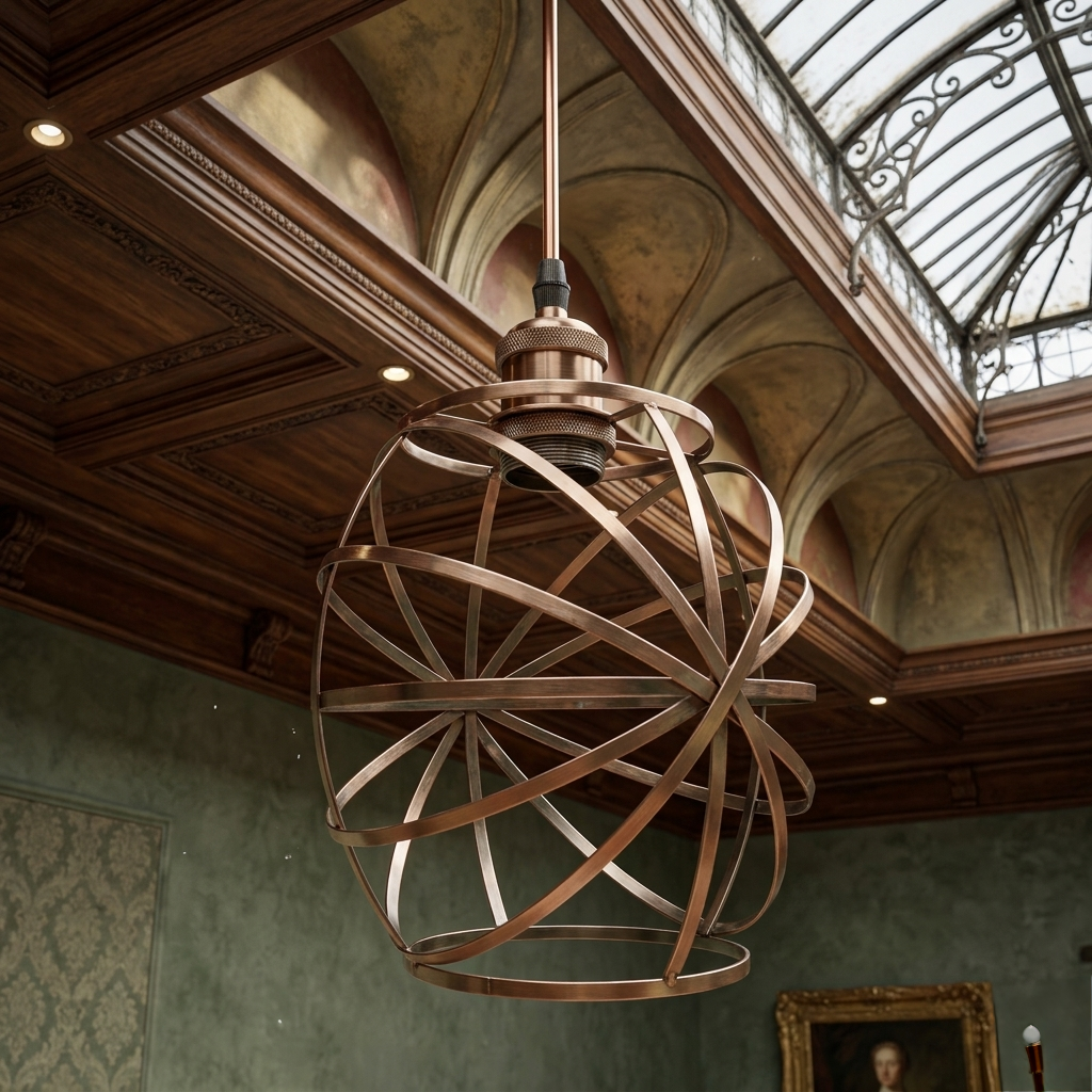 Copper pendant lamp with E27 holder and sleek metal finish for modern interior lighting