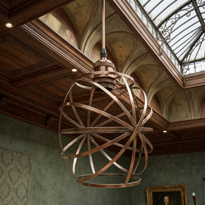 Copper pendant lamp with E27 holder and sleek metal finish for modern interior lighting