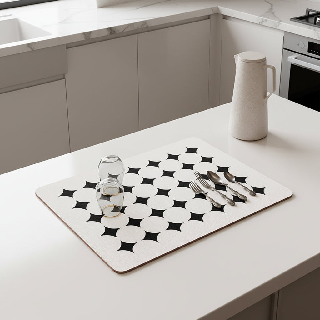 Super absorbent non-slip dish drying mat made of diatom mud rubber for kitchen countertop drying and protection