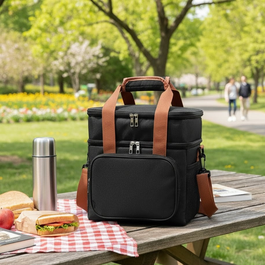 Double Compartment  Insulated Lunch Bag