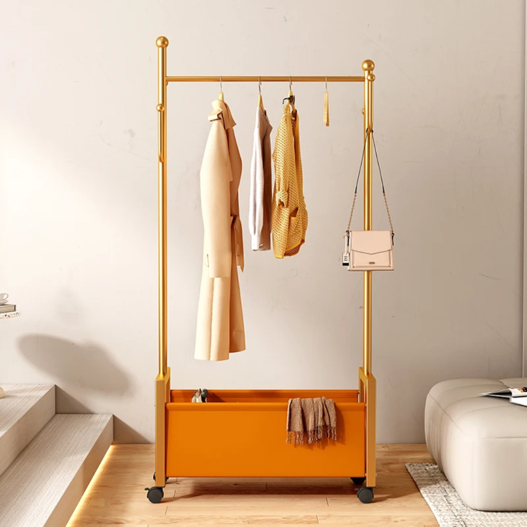 Metallic Clothes Rack with Wheels