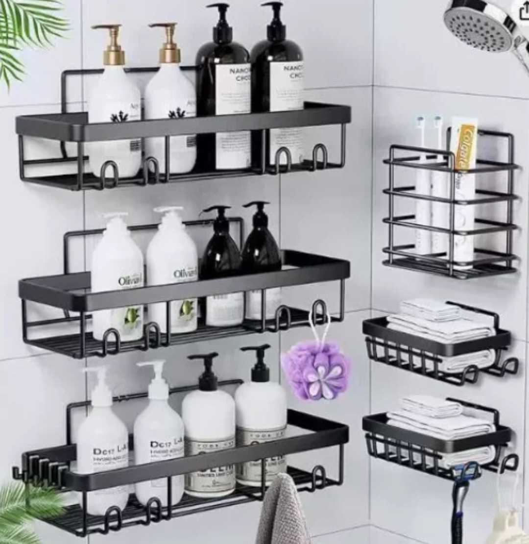 6 Piece Shower Caddy Shelf Set with Adhesive Mount