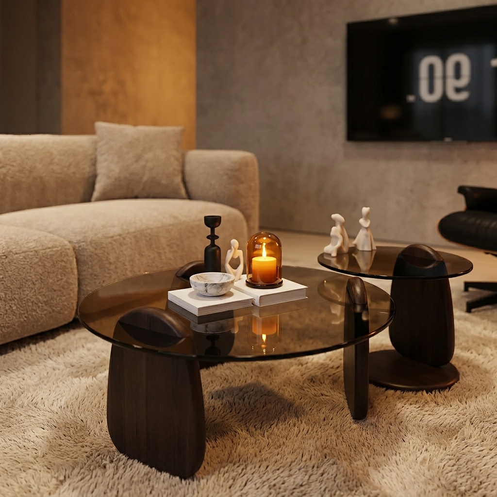 Nesting Coffee Tables with Black or White Metal Base