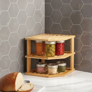 3 Tier Corner Bamboo Kitchen Spice Rack