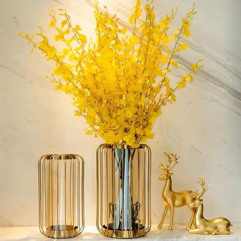 Nordic Metal Bird Cage Glass Flower Vase
