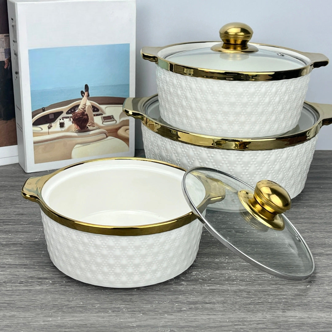 3Pcs Ceramic Casserole Serving Dishes