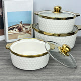 3Pcs Ceramic Casserole Serving Dishes