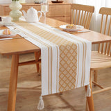 Simple Yarn-Dyed Tassel Cotton Linen Table Mat