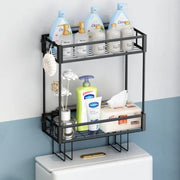 Black 2 tier over toilet storage rack for space saving bathroom organization