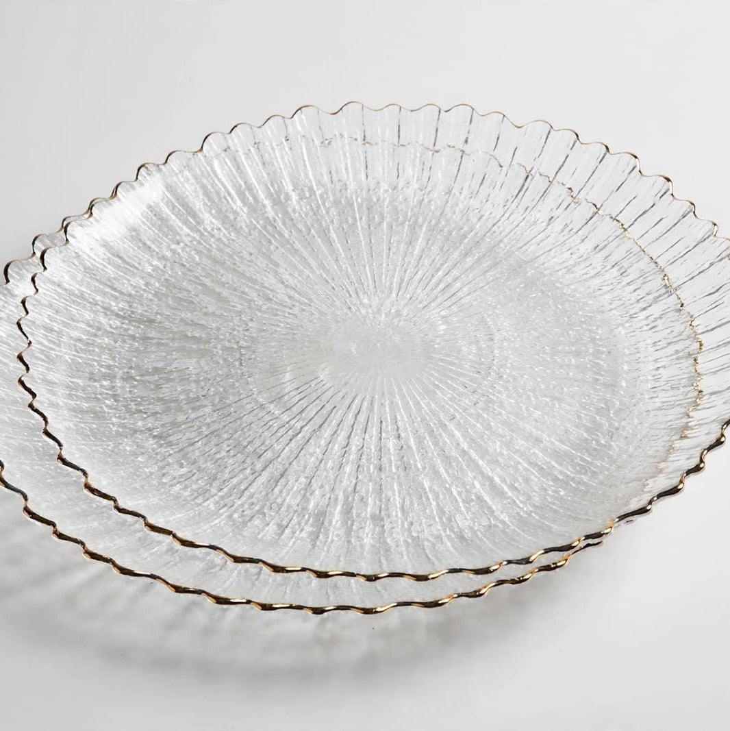 6Pcs Sunburst Textured Glass Plate Set