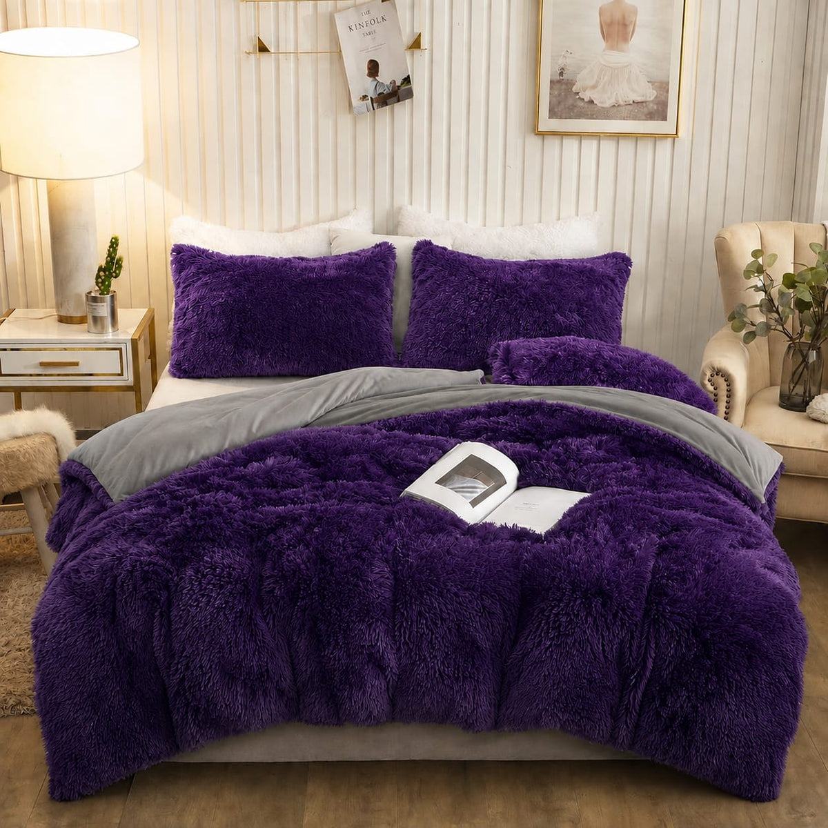 6Pc Plush Fluffy Duvet Bedding Set 6 × 7 ft