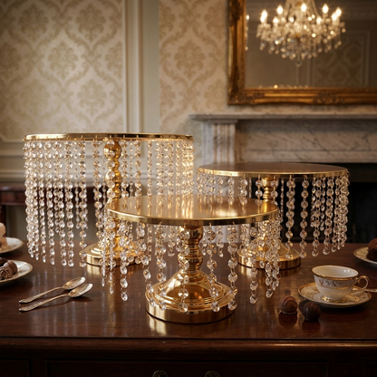3-Piece Beaded Iron Top Cake Stand Set