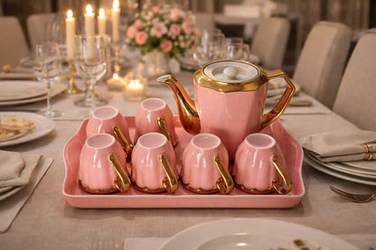 Pink and gold Blush Royale tea set for elegant tea serving and gifting