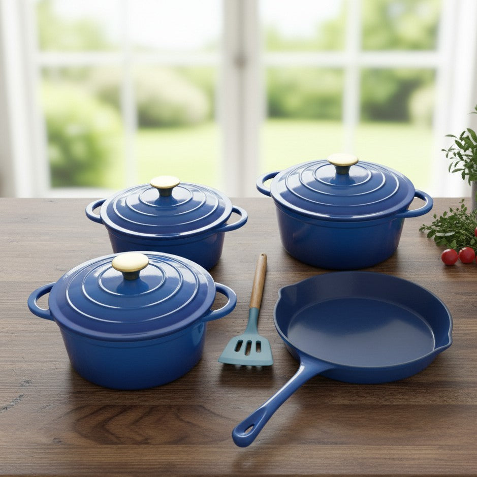 7pcs Enamel Cast Iron Cooking Pots Set