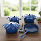 7pcs Enamel Cast Iron Cooking Pots Set