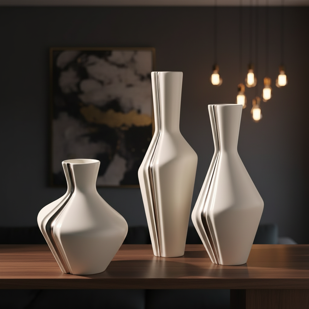 Modern Sculptural Ceramic Vase Set