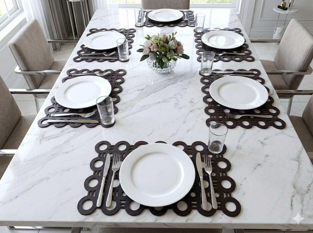 Geometric Wooden Dining Placemats – Set Of 6