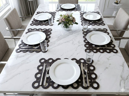 Geometric Wooden Dining Placemats – Set Of 6