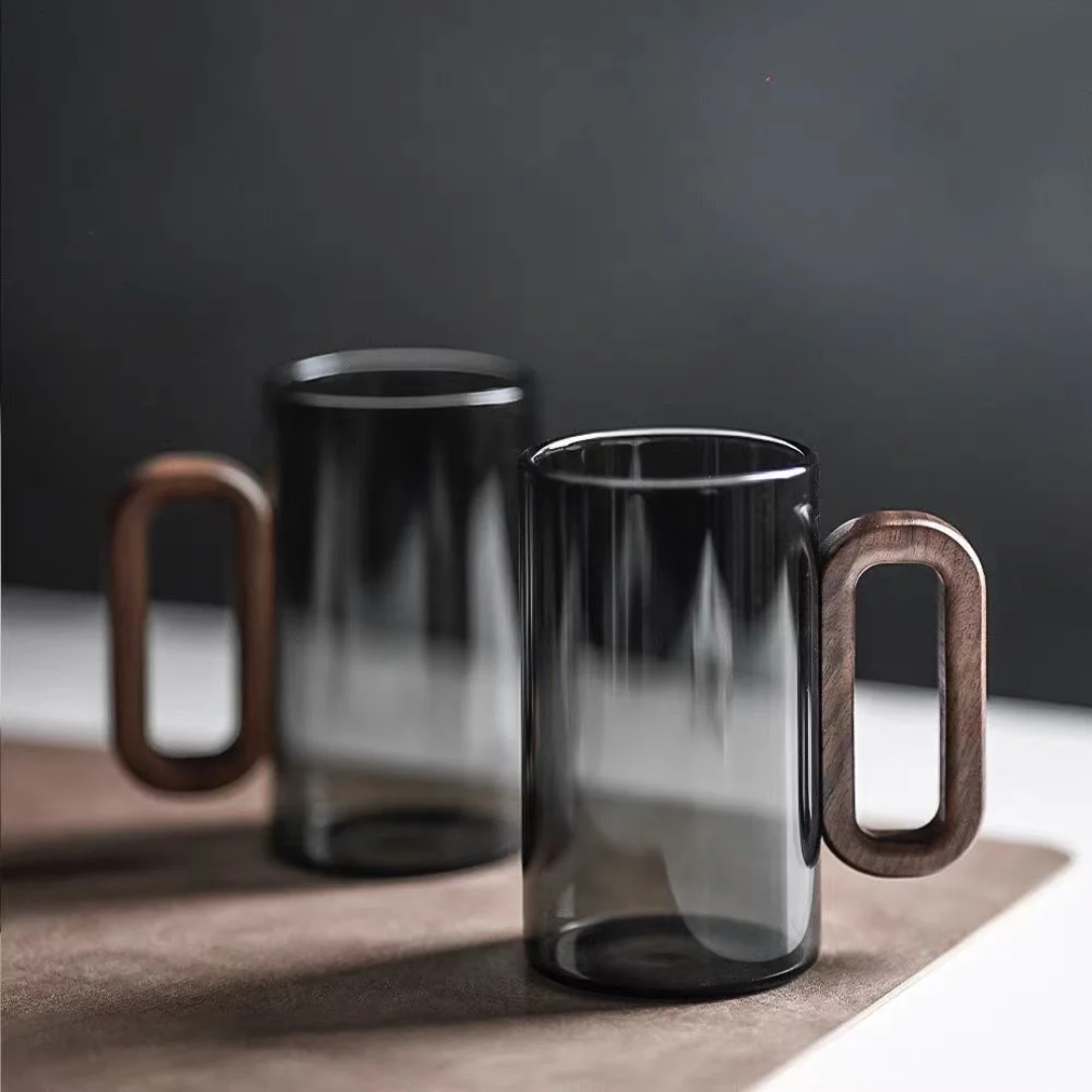 Glass Cup With Wooden Handle