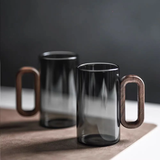 Glass Cup With Wooden Handle