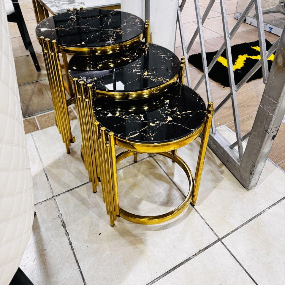 3 in 1 luxury nesting pure glass side stool tables with Nordic minimalist design in 50cm diameter sizes