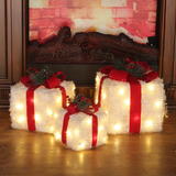 3Pcs Christmas Decoration Gift Box Set With Lights