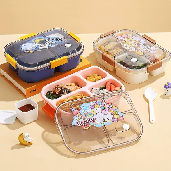 4 Compartment Lunch Box With Spoon