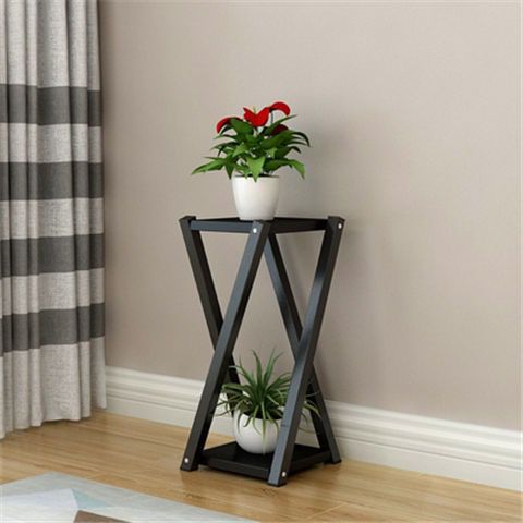 Wooden flower stand for displaying planters and flower pots indoors or on balconies.