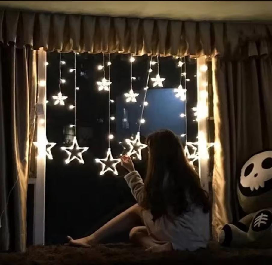 Star Curtain Light – 1 × 3 Metre Warm White Decorative Lighting
