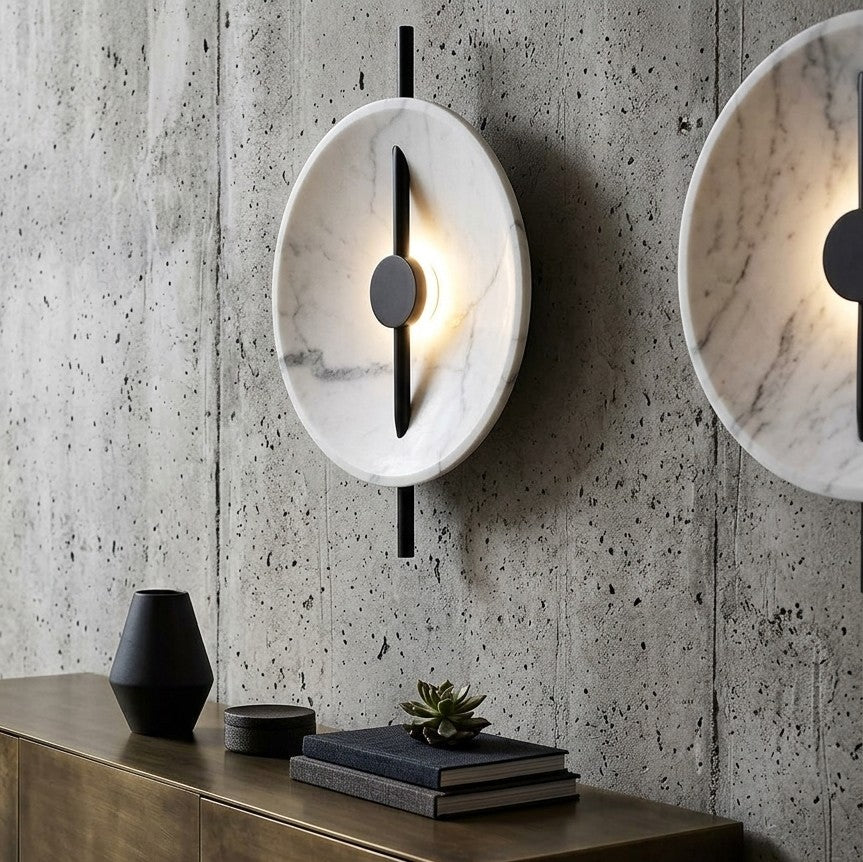 Minimalist Geometric Marble Wall Light Fixture