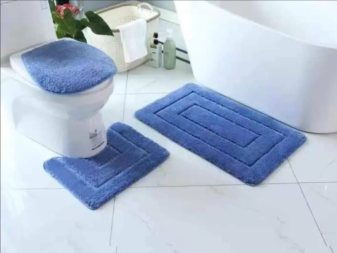 3 Pcs Of Toilet Mat Set