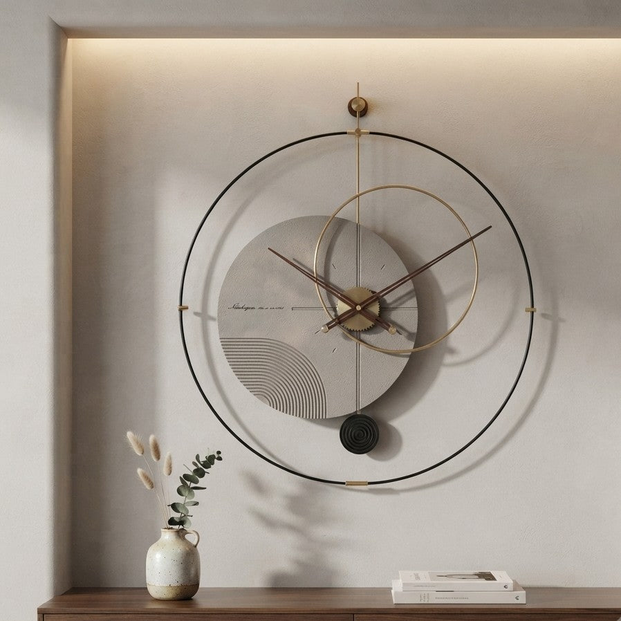 Abstract Luxury Wall Clock Black 90 × 90 cm